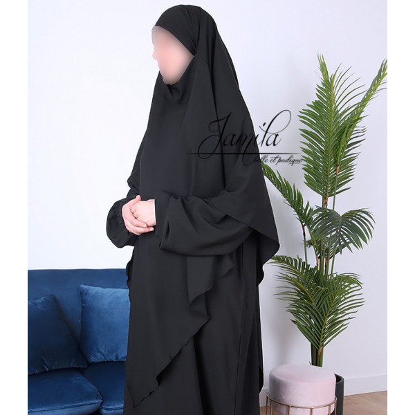  Khimar Noir  Microfibre L ger Jamila