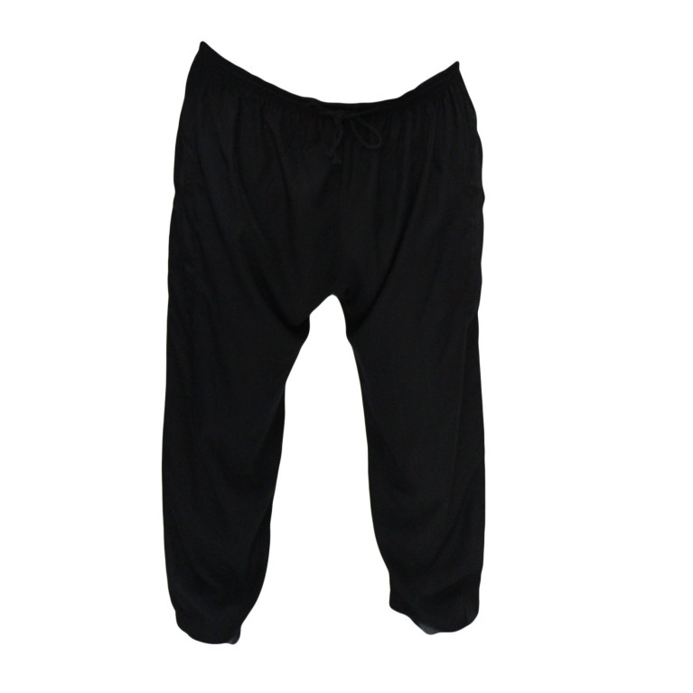 Qamis pakistanais noir avec pantalon Afaq : bouton col et manches