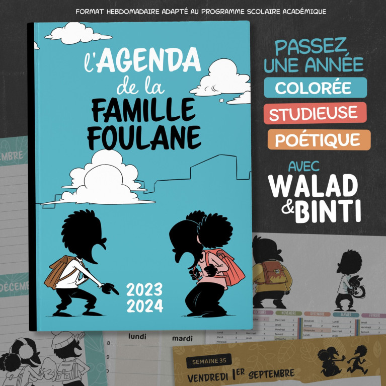 Offre Agenda La Famille Foulane 2023-2024 + Foulane Tome 9 "Tempête" - Edition BDouin 