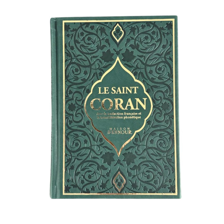 Le Saint Coran Vert - Couverture Simili-Cuir - Pages Arc-En-Ciel - Français-Arabe-Phonétique - Maison Ennour