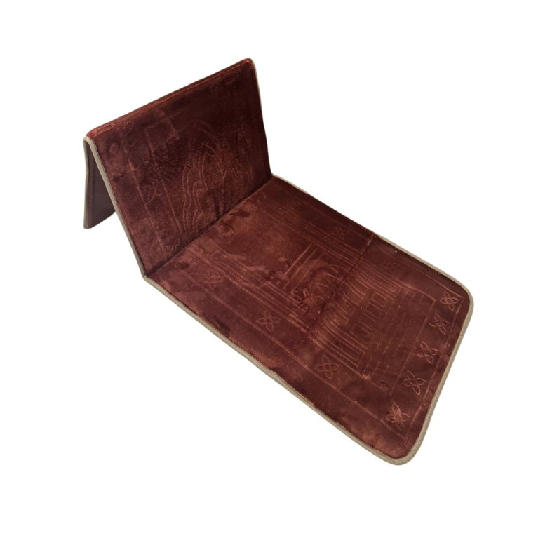 Tapis de Prière avec dossier et poche de rangement - Marron