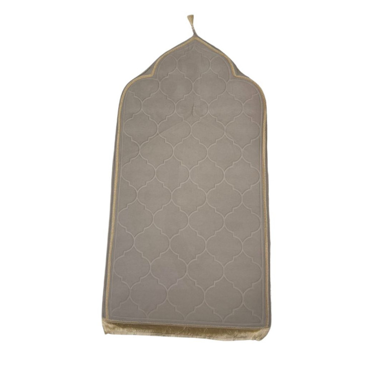 Tapis de Prière en Velours Gris - Motif Arabesque - Adulte - 59 x 113 cm