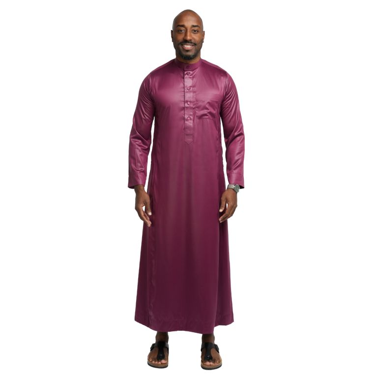 Qamis Homme Bordeaux : Tissu Coréen Haut de Gamme - Soundouss