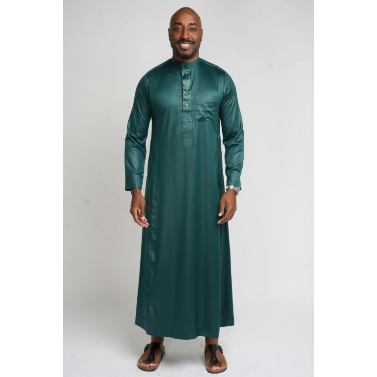 Qamis Homme Vert : Tissu Coréen Haut de Gamme - Soundouss