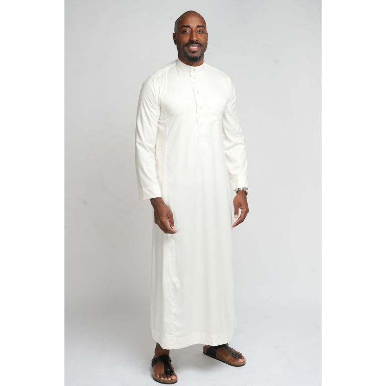 Qamis Homme Écru : Tissu Glacé Coréen Haut de Gamme - Soundouss