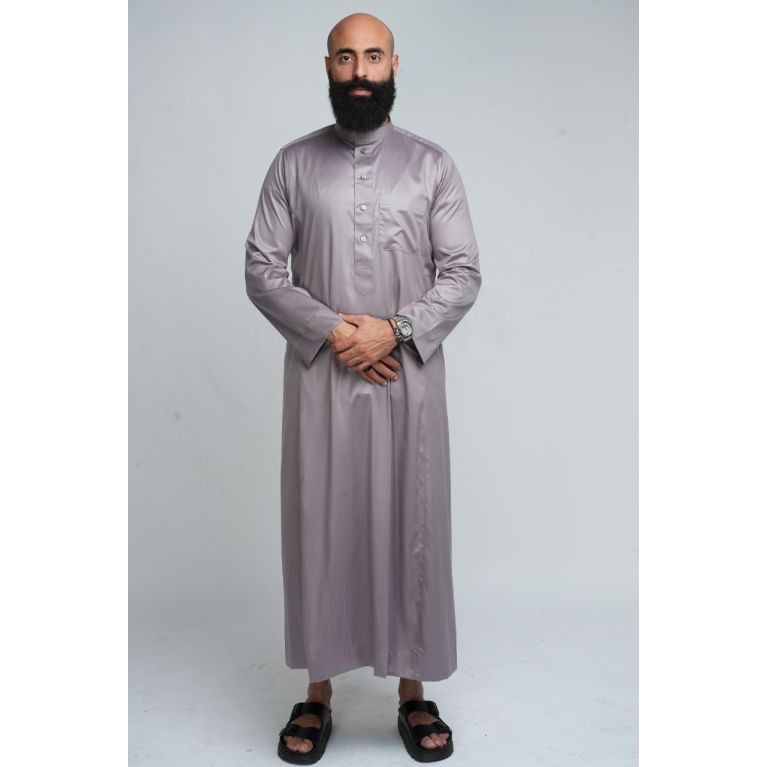 Qamis Homme Anthracite : Tissu Glacé Coréen Haut de Gamme - Soundouss