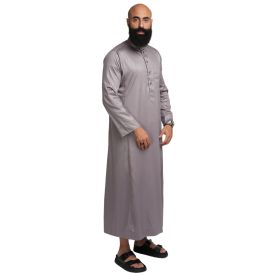 Qamis Homme Anthracite : Tissu Glacé Coréen Haut de Gamme - Soundouss