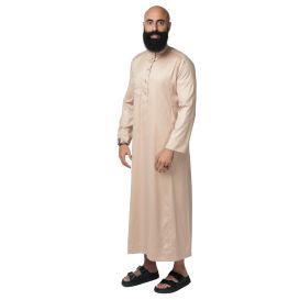 Qamis Homme Beige : Tissu Glacé Coréen Haut de Gamme - Soundouss