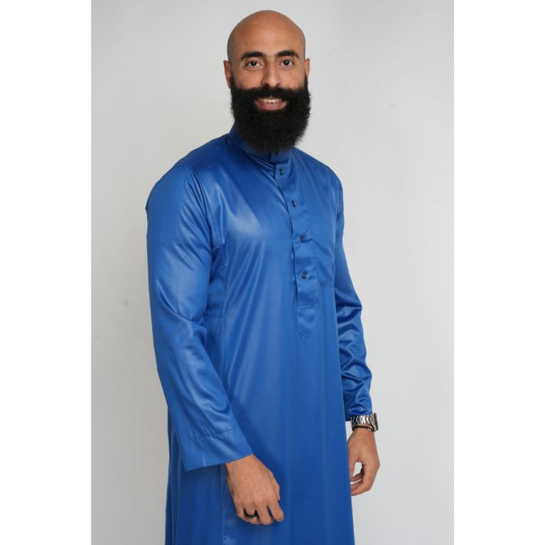 Qamis Homme Bleu Roi : Tissu Glacé Coréen Haut de Gamme - Soundouss