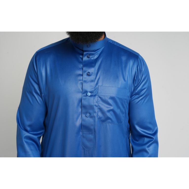 Qamis Homme Bleu Roi : Tissu Glacé Coréen Haut de Gamme - Soundouss