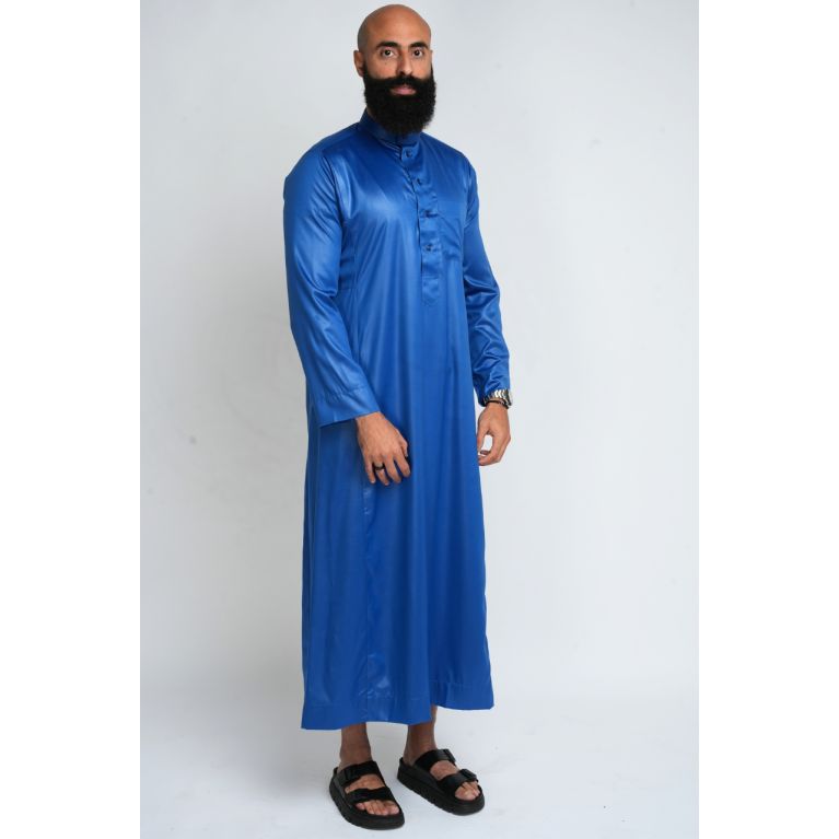 Qamis Homme Bleu Roi : Tissu Glacé Coréen Haut de Gamme - Soundouss