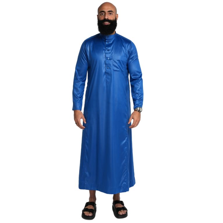 Qamis Homme Bleu Roi : Tissu Glacé Coréen Haut de Gamme - Soundouss