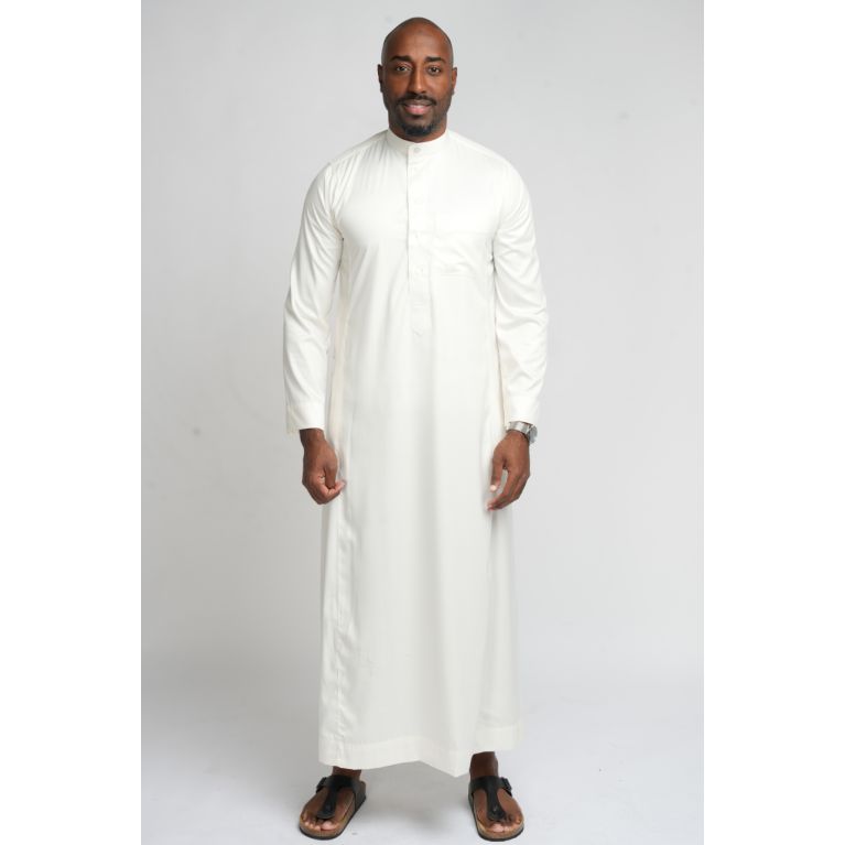 Qamis Homme Blanc : Tissu Glacé Coréen Haut de Gamme - Soundouss