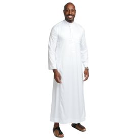 Qamis Homme Blanc : Tissu Glacé Coréen Haut de Gamme - Soundouss