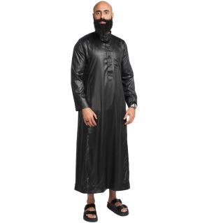 Qamis Homme Noir : Tissu Glacé Coréen Haut de Gamme - Soundouss