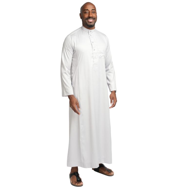 Qamis Homme Gris : Tissu Glacé Coréen Haut de Gamme - Soundouss