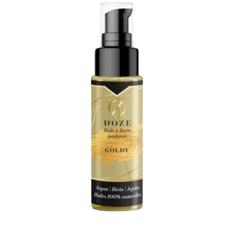 Huile pour barbe 100% naturelles : argan, ricin et jojoba - Goldy- 50ml - D'OZE