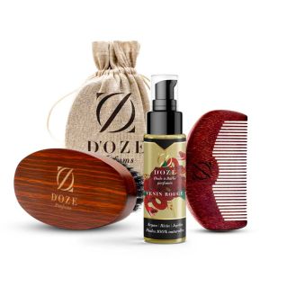 Coffret pour barbe - Kit soin barbe avec huile parfumée Venin rouge - D’OZE