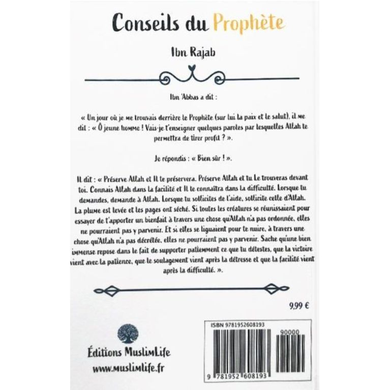 Conseils du Prophète - Ibn Rajab - Edition Muslimlife