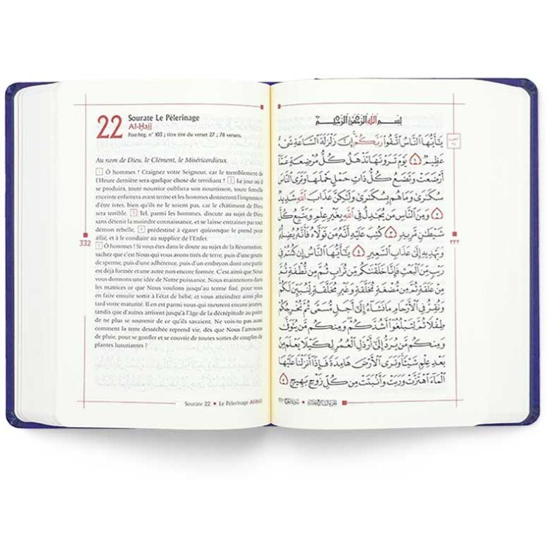 Le Coran Bilingue Poche - Bleu - 12.5 x 17 cm - Edition Tawhid